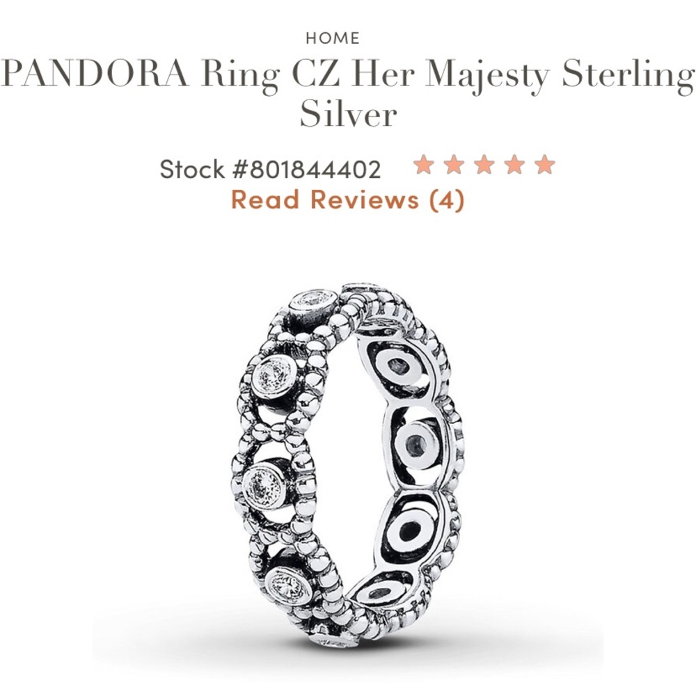 Pandora “Her Majesty” Sterling Silver Ring size 6